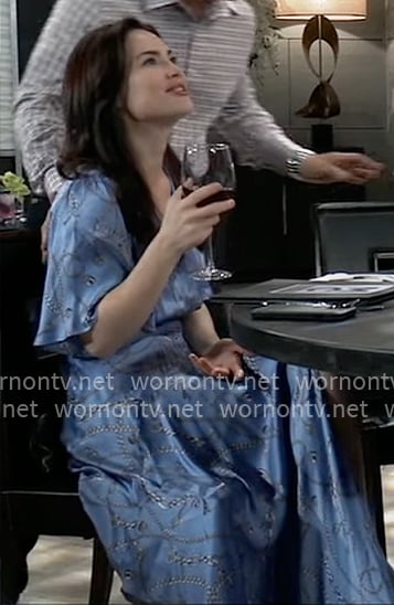 Elizabeth's blue chain print dress on General Hospital Elizabeth's blue chain print dress on General Hospital