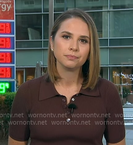 Elizabeth’s brown ribbed polo on Good Morning America Elizabeth’s brown ribbed polo on Good Morning America