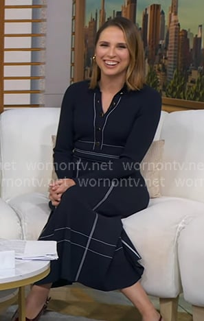 Elizabeth's navy contrast trim dress on Good Morning America