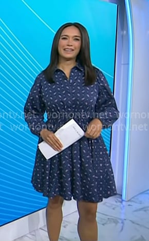 Emilie’s navy paisley print dress on Today