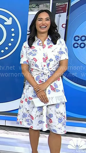 Emilie’s white floral knotted shirtdress on Today Emilie’s white floral knotted shirtdress on Today