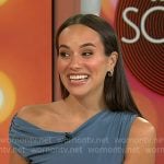 Emily Curl’s slate blue off-shoulder top on Today Emily Curl’s slate blue off-shoulder top on Today