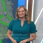 Emily West’s teal v-neck dress on Today Emily West’s teal v-neck dress on Today