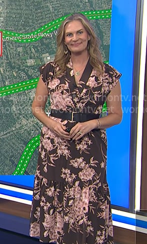 Emily’s brown floral belted midi dress on Today Emily’s brown floral belted midi dress on Today