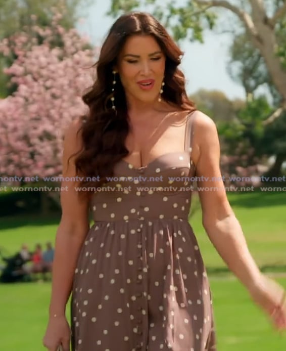Emily’s brown polka dot print dress on The Real Housewives of Orange County