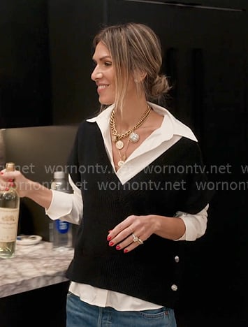 Erin's navy side button knit vest on The Real Housewives of New York City