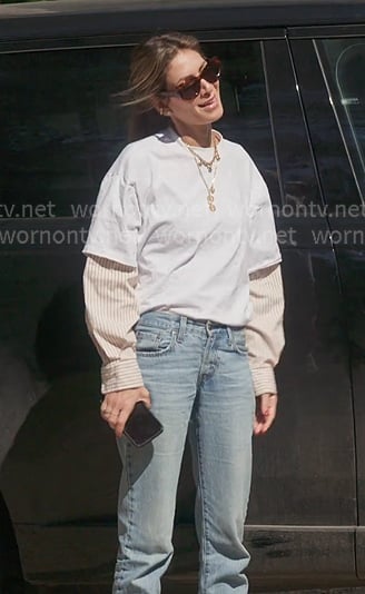 Erin's stripe sleeve layered tee on The Real Housewives of New York City