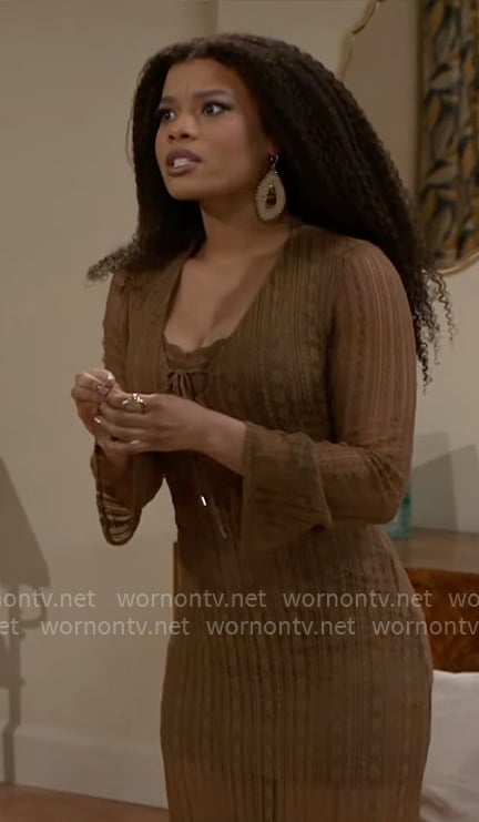 Eva’s olive lace midi dress on Beyond the Gates Eva’s olive lace midi dress on Beyond the Gates