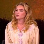 Florence Pugh’s yellow lace inset blouse on The View Florence Pugh’s yellow lace inset blouse on The View