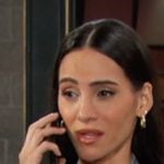 Gabi's blue and brown cross neck mini dress on Days of our Lives Gabi's blue and brown cross neck mini dress on Days of our Lives