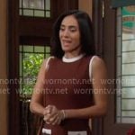 Gabi’s brown contrast trim mini dress on Days of our Lives