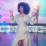 Gabriella's green stripe wrap dress on The Jennifer Hudson Show Gabriella's green stripe wrap dress on The Jennifer Hudson Show