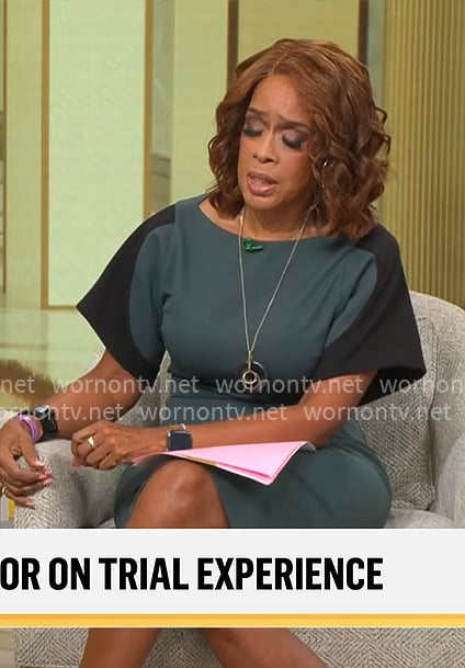 Gayle King's green and black dress on CBS Mornings