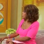Gayle King’s pink square-neck dress on CBS Mornings Gayle King’s pink square-neck dress on CBS Mornings