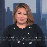 Gilma's black floral embroidered cardigan on NBC News Daily Gilma's black floral embroidered cardigan on NBC News Daily