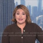 Gilma’s brown cardigan on NBC News Daily Gilma’s brown cardigan on NBC News Daily