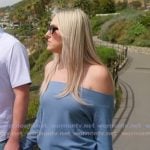 Gina’s blue off shoulder top on The Real Housewives of Orange County