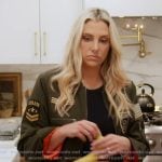 Gina's green patch bomber jacket on The Real Housewives of Orange County Gina's green patch bomber jacket on The Real Housewives of Orange County