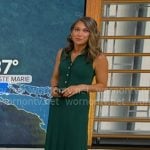 Ginger’s green sleeveless knit maxi dress on Good Morning America