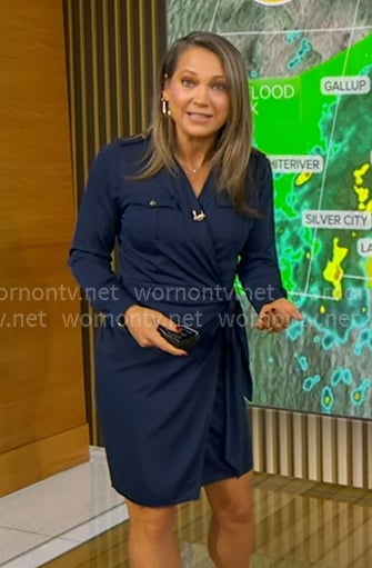 Ginger’s navy wrap shirtdress on Good Morning America Ginger’s navy wrap shirtdress on Good Morning America
