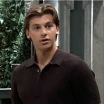 Gio's brown ribbed polo shirt on General Hospital