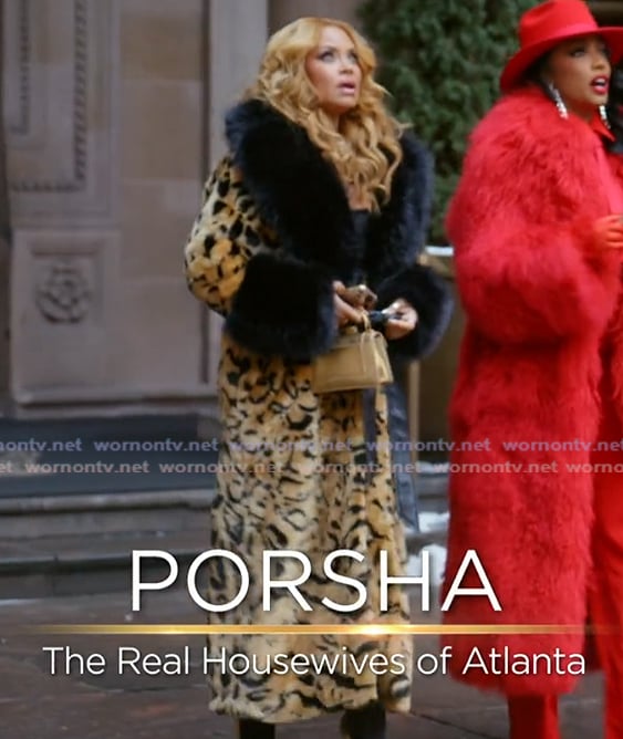 Gizelle’s leopard print shearling coat on The Real Housewives Ultimate Girls Trip Gizelle’s leopard print shearling coat on The Real Housewives Ultimate Girls Trip