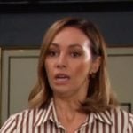 Gwen's brown striped shirtdress on Days of our Lives Gwen's brown striped shirtdress on Days of our Lives