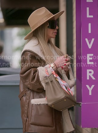 Hailey's brown shearling leather jacket on The Real Housewives of New York City