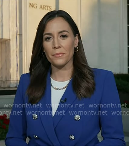 Hallie's blue double breasted blazer on Today