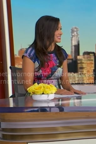 Hanna Battah's blue floral stripe dress on Good Morning America