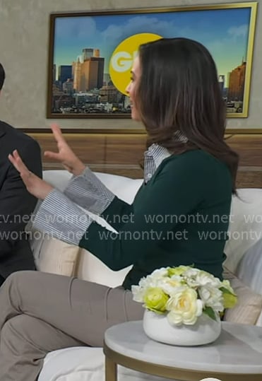 Hanna’s green striped layered sweater on Good Morning America