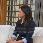 Hanna’s navy stripe trim shirtdress on Good Morning America Hanna’s navy stripe trim shirtdress on Good Morning America