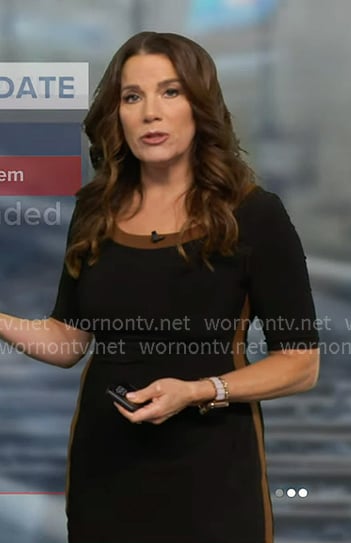 Heather's black contrast trim dress on Good Morning America