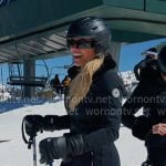 Heather’s black zip front ski suit on The Real Housewives of Salt Lake City Heather’s black zip front ski suit on The Real Housewives of Salt Lake City