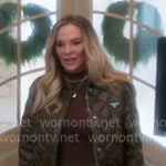Heather’s bronw quilted puffer jacket and pink pants on The Real Housewives of Salt Lake City