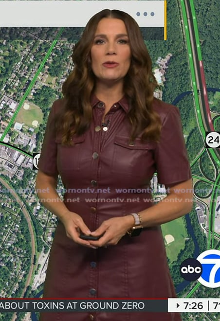 Heather’s burgundy leather mini dress on Good Morning America Heather’s burgundy leather mini dress on Good Morning America