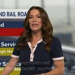Heather’s navy contrast collar polo dress on Good Morning America Heather’s navy contrast collar polo dress on Good Morning America