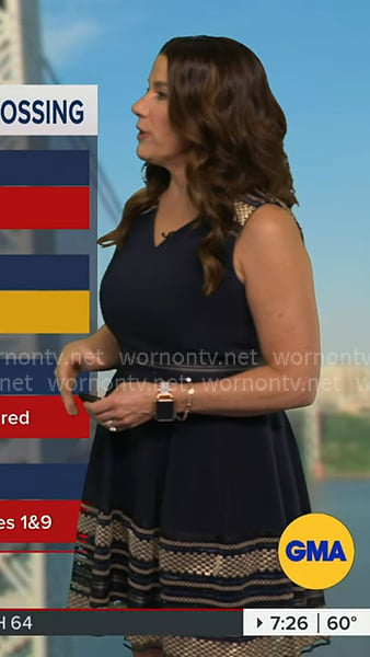 Heather's navy embellished v-neck dress on Good Morning America