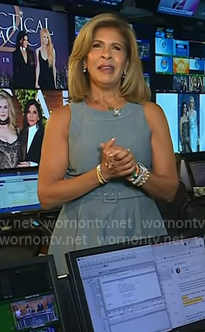 Hoda’s grey belted denim midi dress on Today