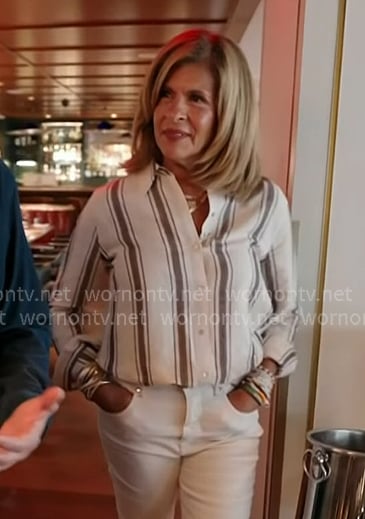 Hoda’s white striped button down shirt on Today