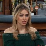 Holly’s green off-shoulder sweater on Days of our Lives Holly’s green off-shoulder sweater on Days of our Lives