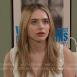 Holly’s white lace-up ruffle top on Days of our Lives Holly’s white lace-up ruffle top on Days of our Lives