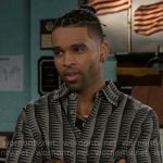 Izaiah’s geometric print shirt on Beyond the Gates Izaiah’s geometric print shirt on Beyond the Gates