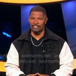 Jamie’s black varsity jacket on Beat Shazam