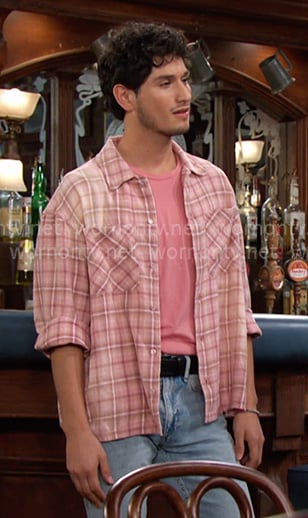 Javi's pink plaid shirt on Days of our Lives Javi's pink plaid shirt on Days of our Lives