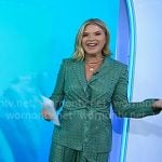 Jenna’s green satin tie front blazer and pants on Today Jenna’s green satin tie front blazer and pants on Today