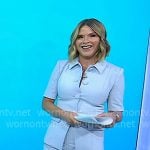 Jenna’s slate blue short sleeve jacket and pants on Today Jenna’s slate blue short sleeve jacket and pants on Today
