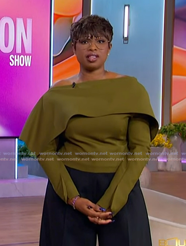 Jennifer’s green drape front top on The Jennifer Hudson Show Jennifer’s green drape front top on The Jennifer Hudson Show
