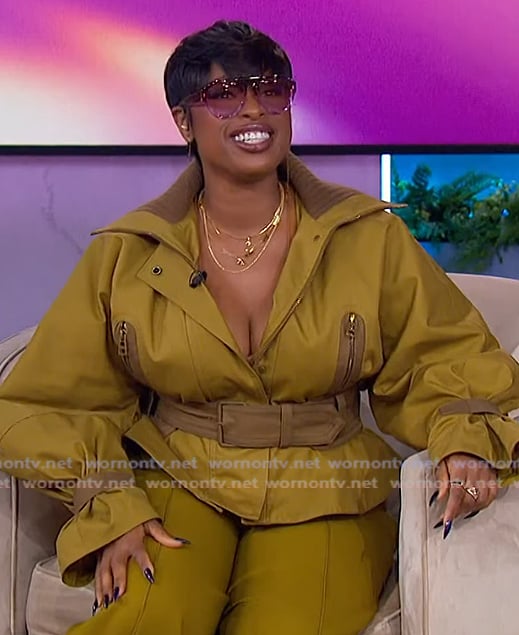 Jennifer's khaki jacket and pants on The Jennifer Hudson Show
