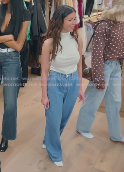 Jen's wide leg jeans on The Secret Lives of Mormon Wives